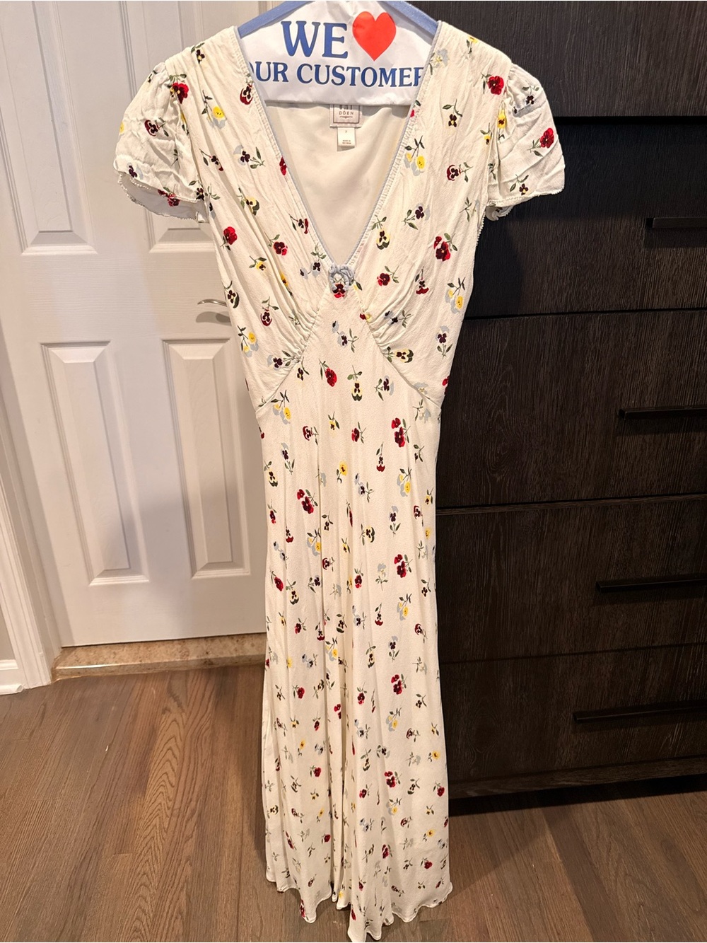 Doen Cream Maxi Dress with Red and Yellow Floral Print